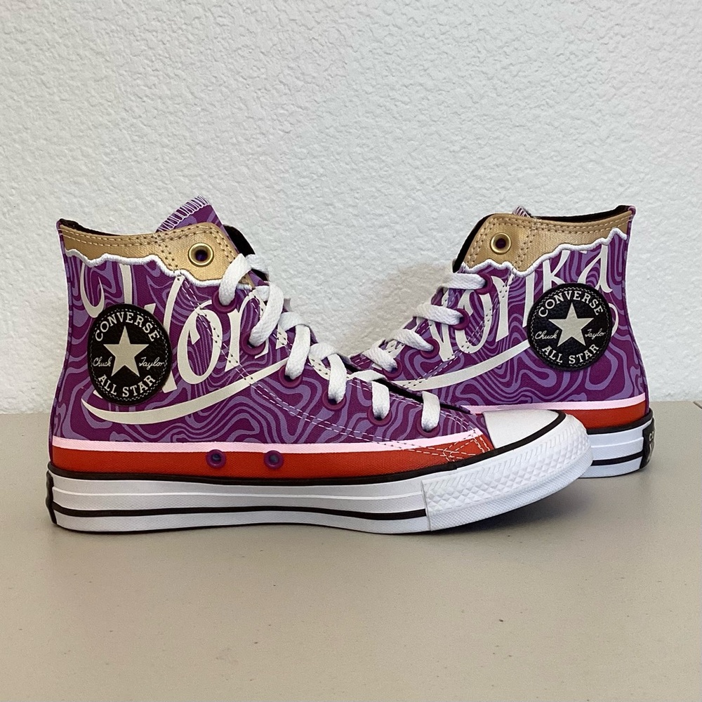 Converse 7 New Willy Wonka Chuck Taylor All Star High Purple Swirl Sneakers - Picture 15 of 15